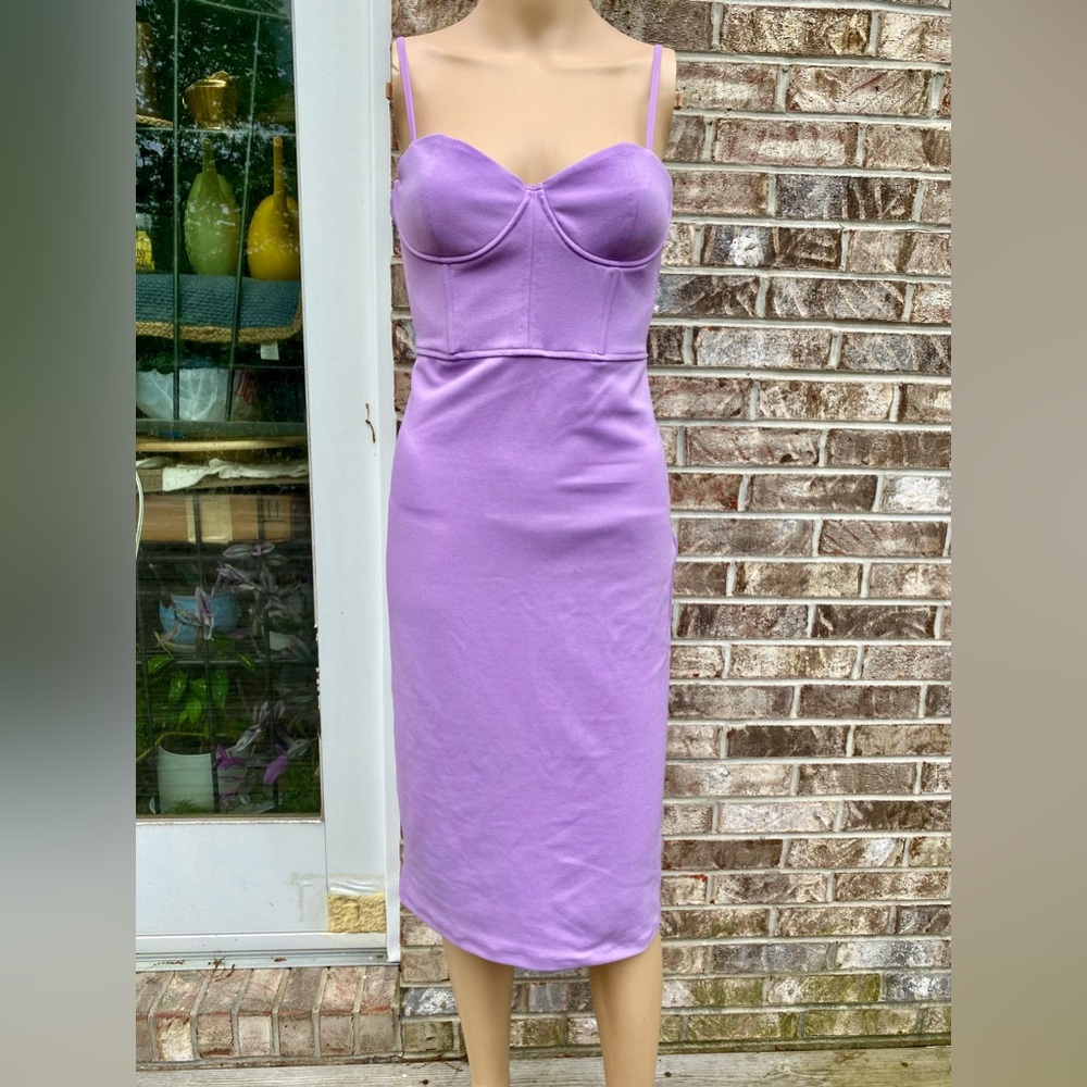Zara Corset Style Lavender Light Purple Midi Bustier Dress - Picture 7 of 15